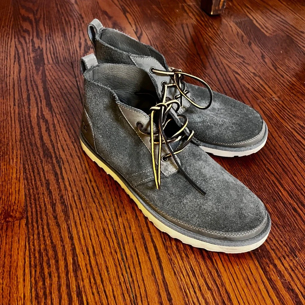 UGG Mens Neumel Boots Grey Suede Chukka Lace up Unlined 11 Desert Boots 1020369 - Picture 3 of 10
